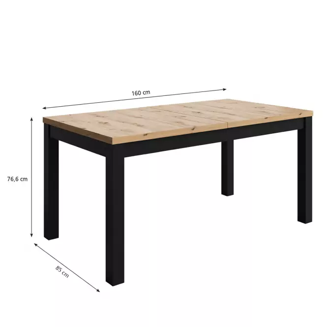 Stôl Agat 160+2x40 artisan/čierna