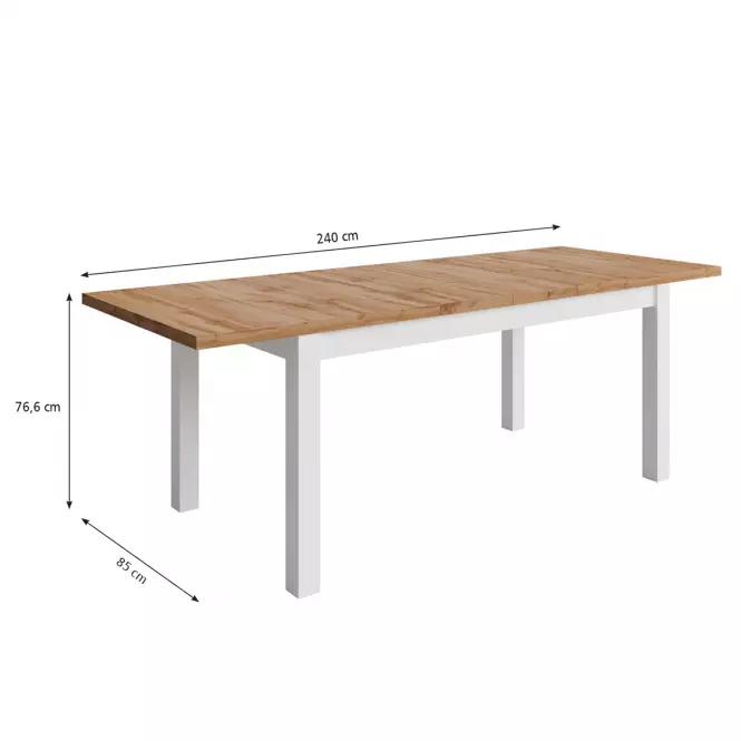 Stôl Agat 160+2x40 wotan/biela