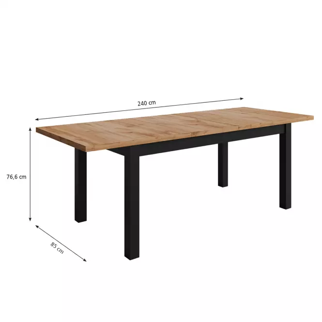 Stôl Agat 160+2x40 wotan/čierna