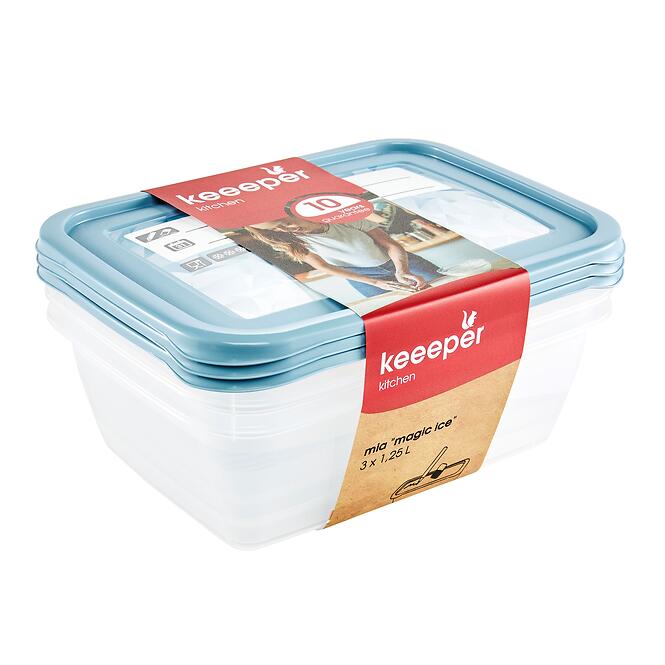 Súprava 3 nádob s etiketou modrá 20,5x15,5x6,5 1,25l