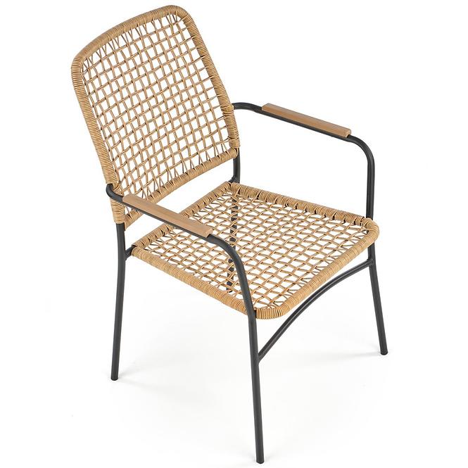 Stolička K457 rattan hnedá/čierna