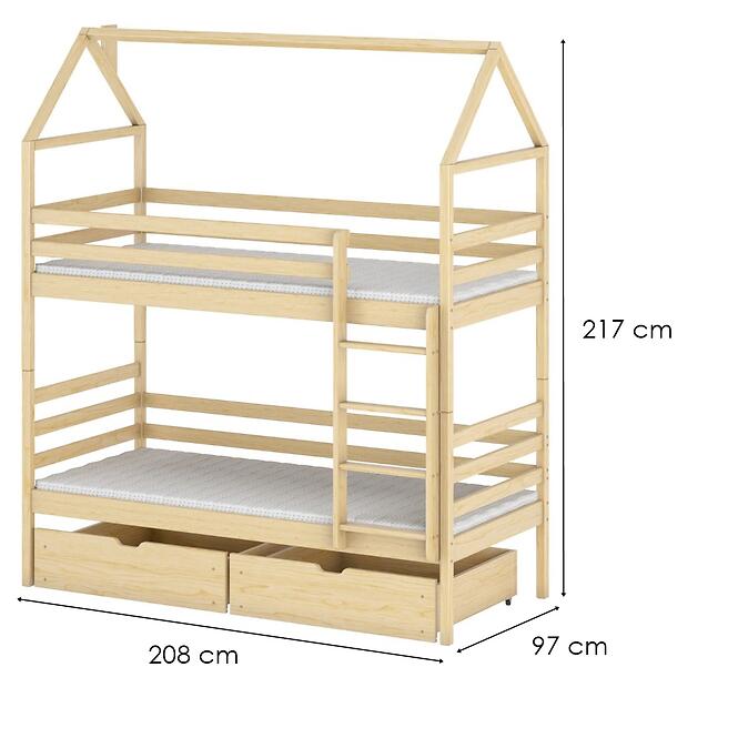 Posteľ Domček Alex 90x200 borovica,2