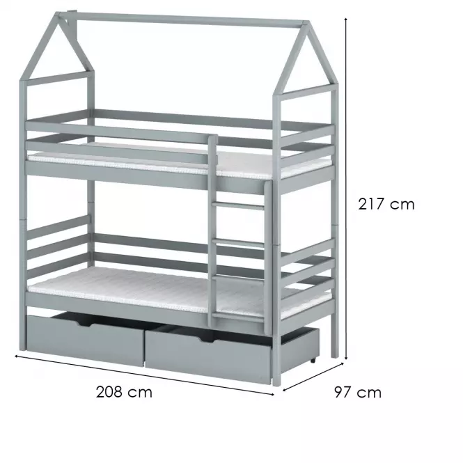 Posteľ Chata Alex 90x200 grey