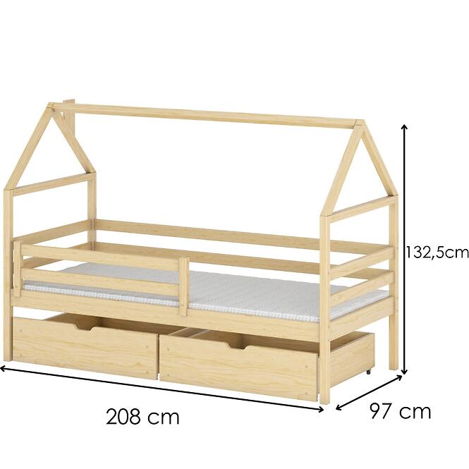 Posteľ Domček Aron 90x200 borovica,2