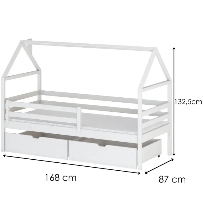 Posteľ Domček Aron 80x160 biela