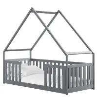 Posteľ Domček Bee 90x200 sivá