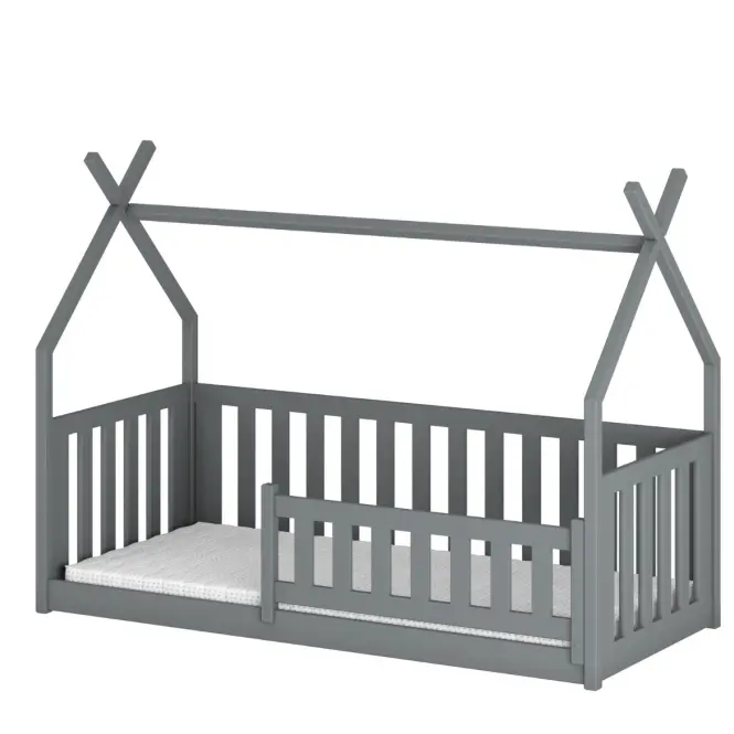 Posteľ Domček Bodzio 90x200 sivá