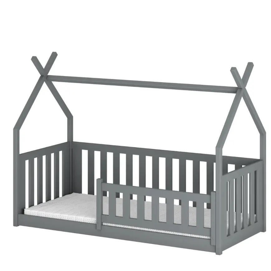Posteľ Domček Bodzio 90x200 sivá