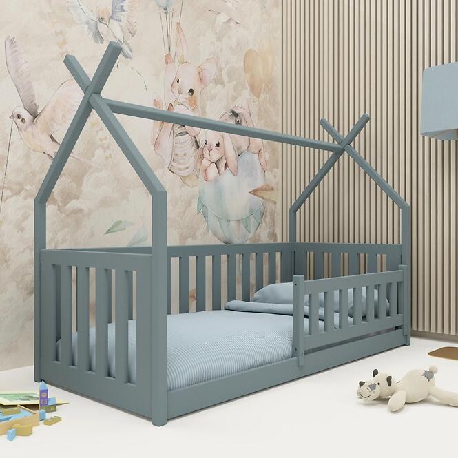 Posteľ Domček Bodzio 80x160 sivá,3