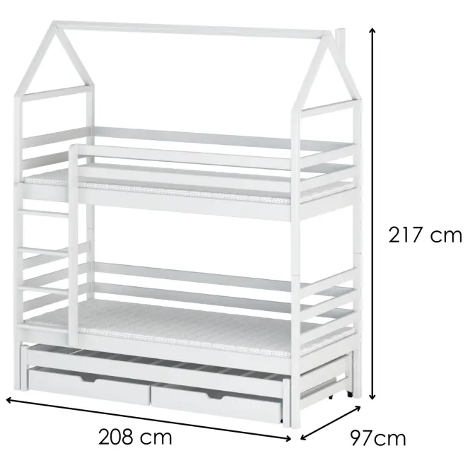 Posteľ Domček Dalia 90x200 biela
