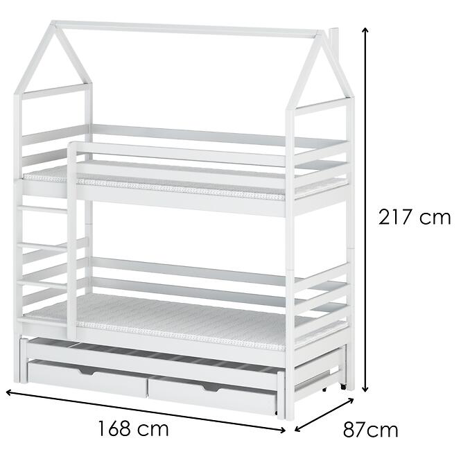 Posteľ Domček Dalia 80x160 biela,2