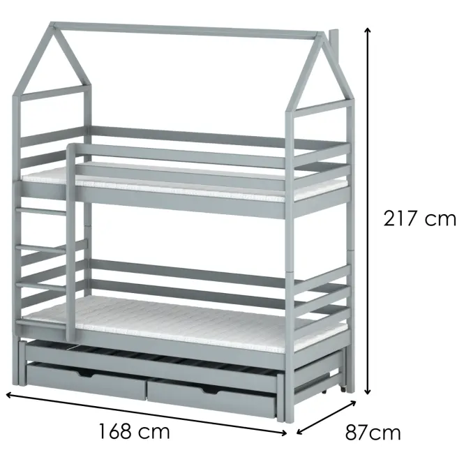 Posteľ Domček Dalia 80x160 sivá,2