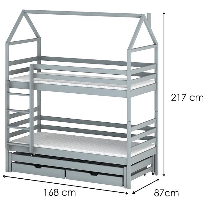 Posteľ Domček Dalia 80x160 sivá,2