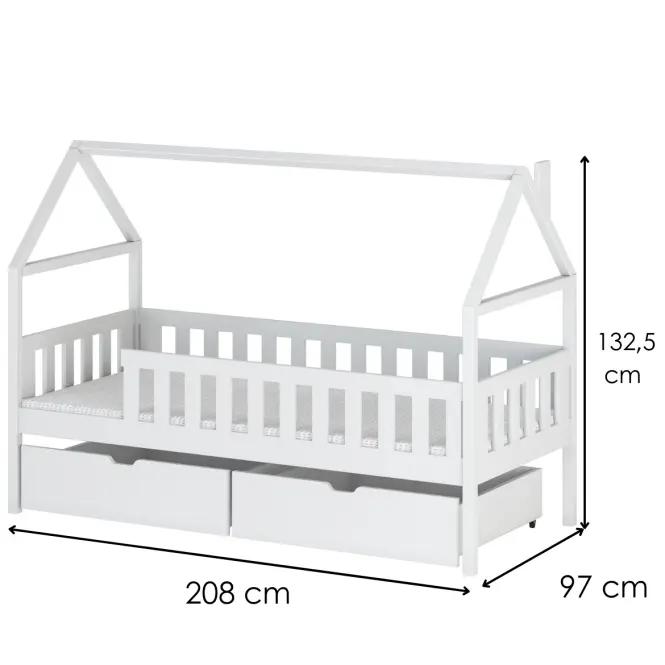 Posteľ Domček Domi 90x200 biela,2