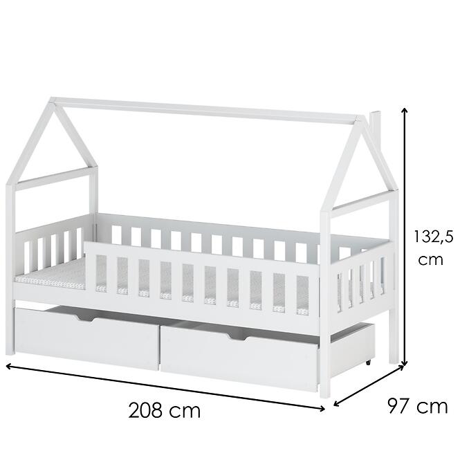 Posteľ Domček Domi 90x200 biela,2
