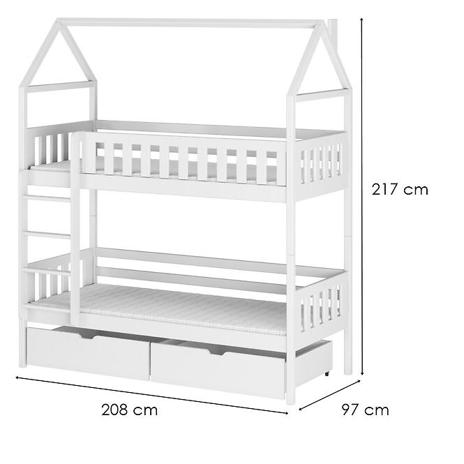 Posteľ Domček Gaja 90x200 biela,2