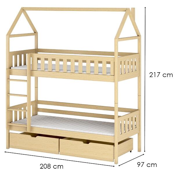 Posteľ Domček Gaja 90x200 borovica,2