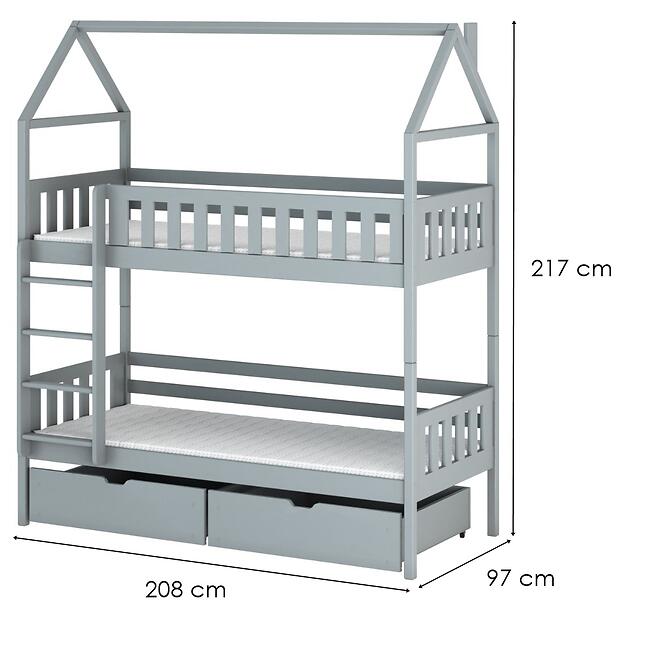 Posteľ Domček Gaja 90x200 sivá,2