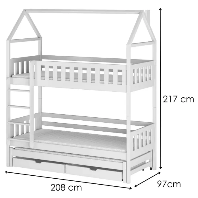 Posteľ Domček Iga 90x200 biela
