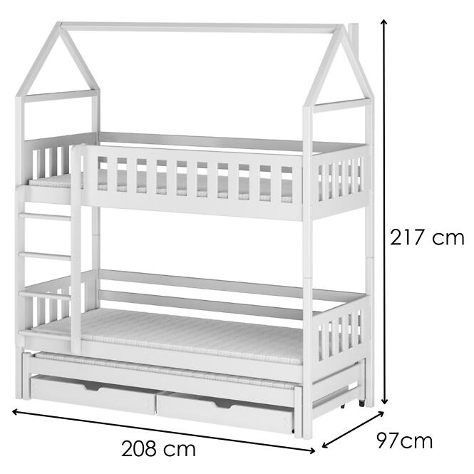 Posteľ Domček Iga 90x200 biela,2