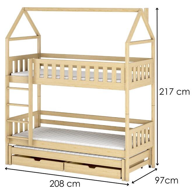Posteľ Domček Iga 90x200 borovica,2