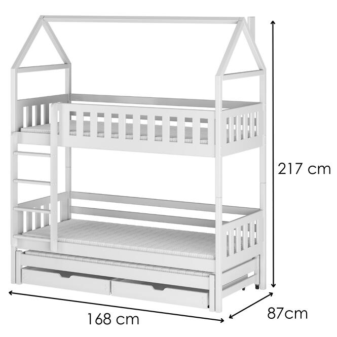 Posteľ Domček Iga 80x160 biela,2