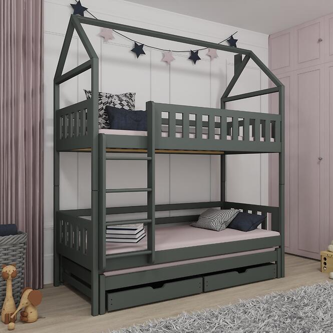 Posteľ Domček Iga 80x160 grafit,3