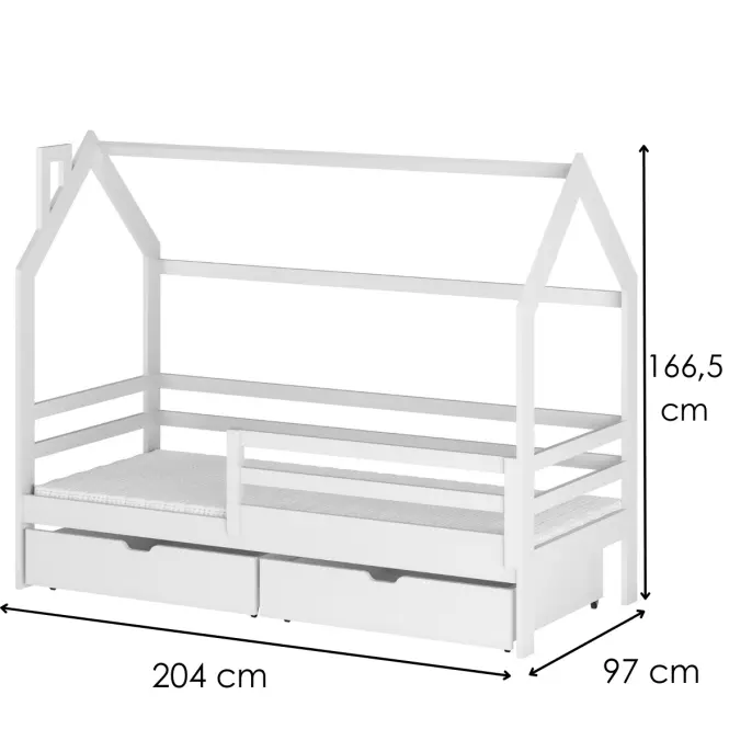 Posteľ Domček Lila 90x200 biela,2