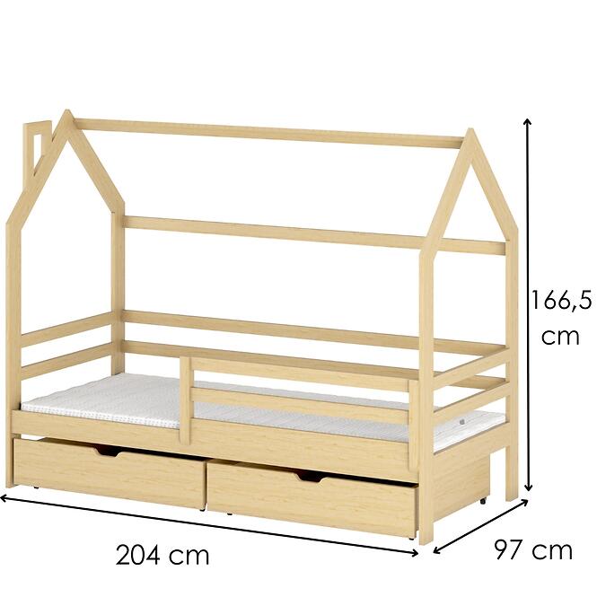 Posteľ Domček Lila 90x200 borovica,2
