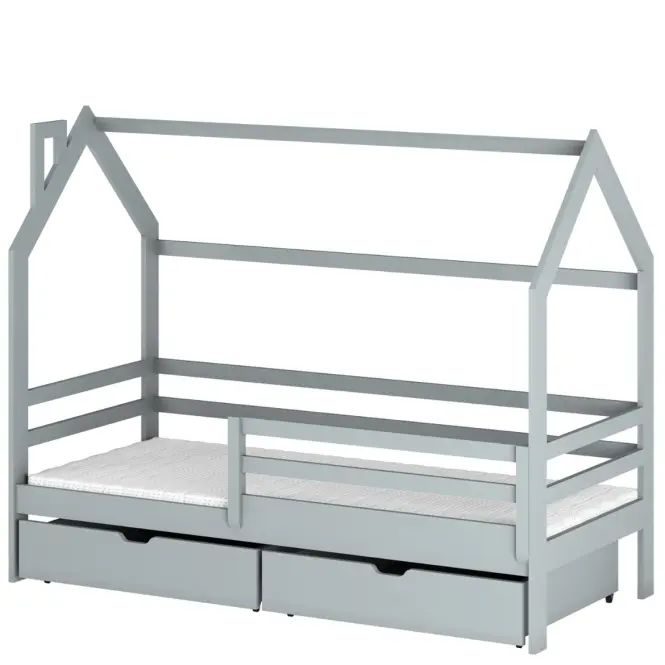 Posteľ Domček Lila 90x200 sivá
