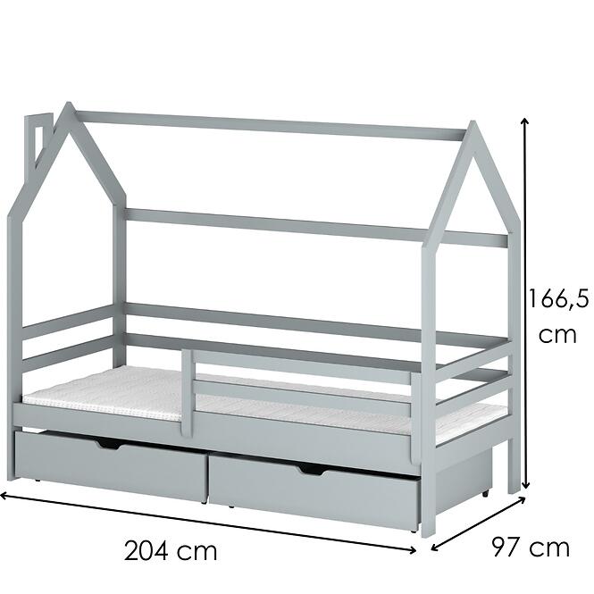 Posteľ Domček Lila 90x200 sivá,2