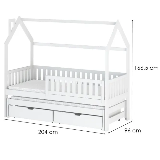 Posteľ Domček Monkey 90x200 biela,2