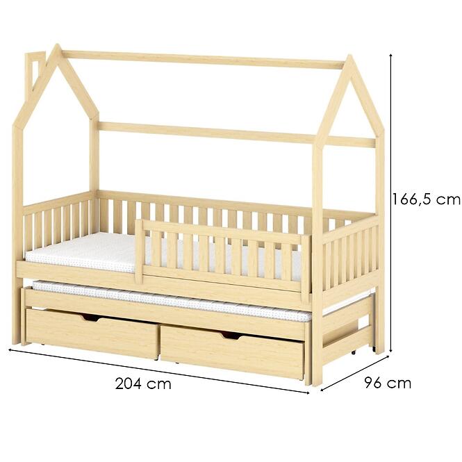 Posteľ Domček Monkey 90x200 borovica,2
