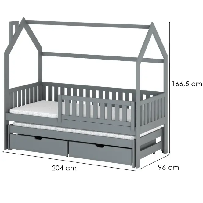 Posteľ Domček  Monkey 90x200 sivá,2