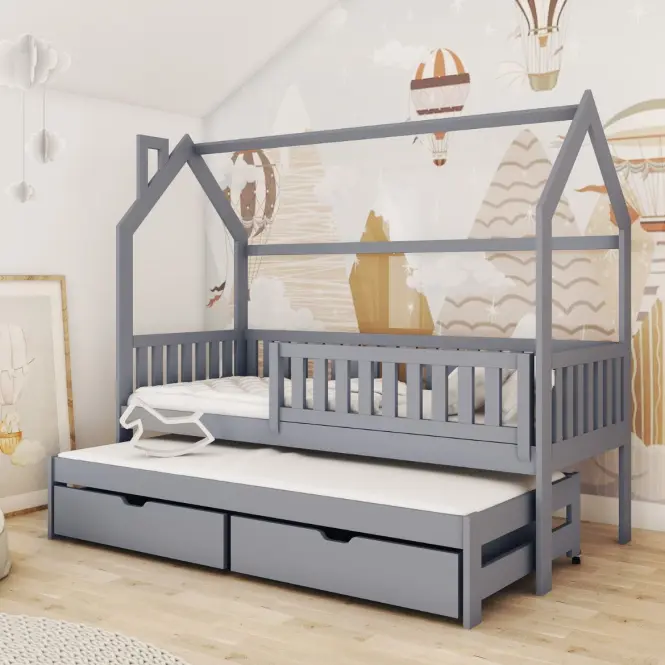 Posteľ Domček  Monkey 90x200 sivá,3