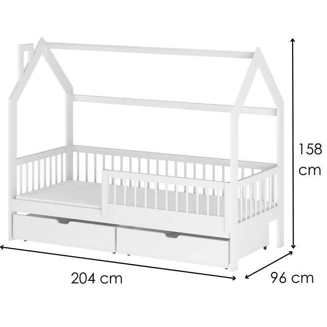 Posteľ Domček Oskar 90x200 biela,2
