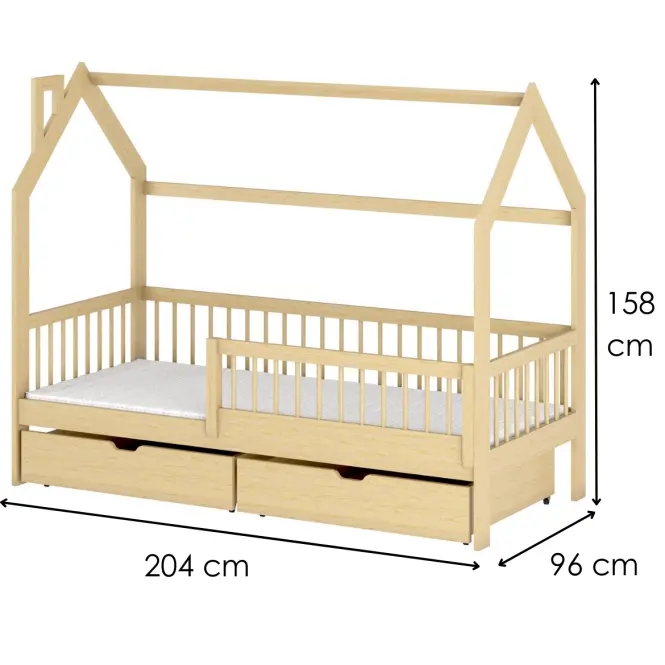 Posteľ Domček Oskar 90x200 borovica