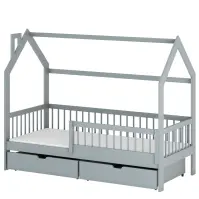 Posteľ Domček Oskar 90x200 sivá