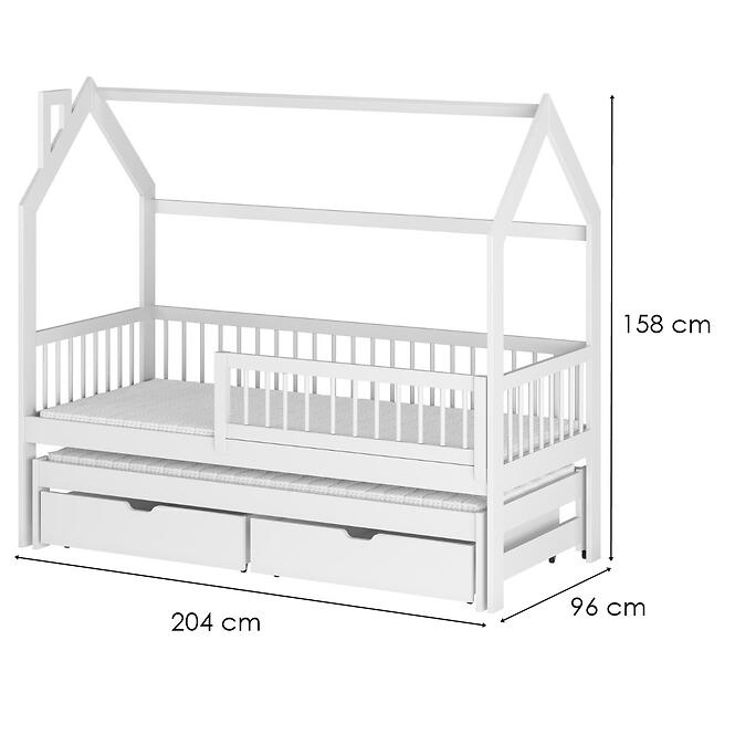Posteľ Domček  Papi 90x200 biela,2