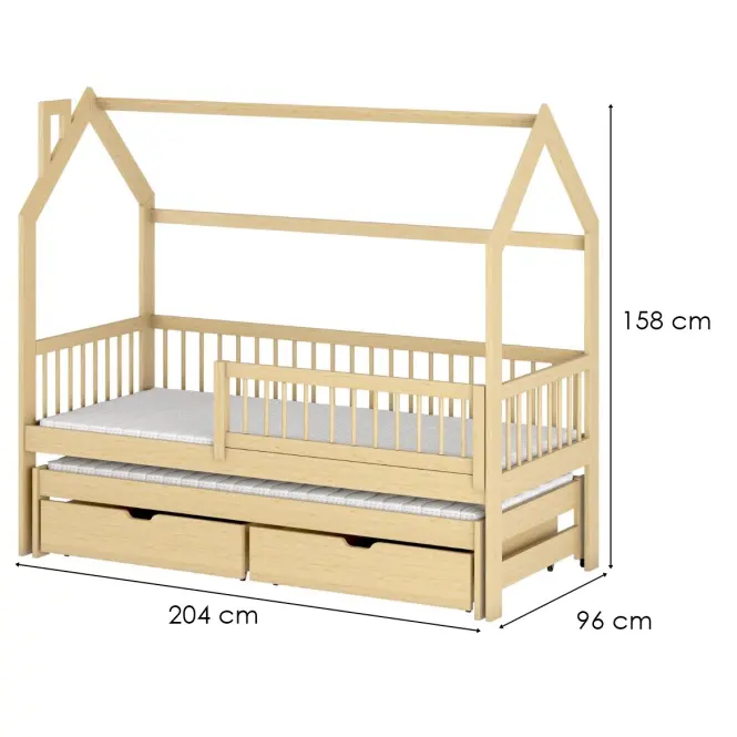 Posteľ Domček Papi 90x200 borovica