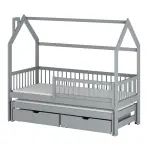 Posteľ Domček Papi 90x200 sivá