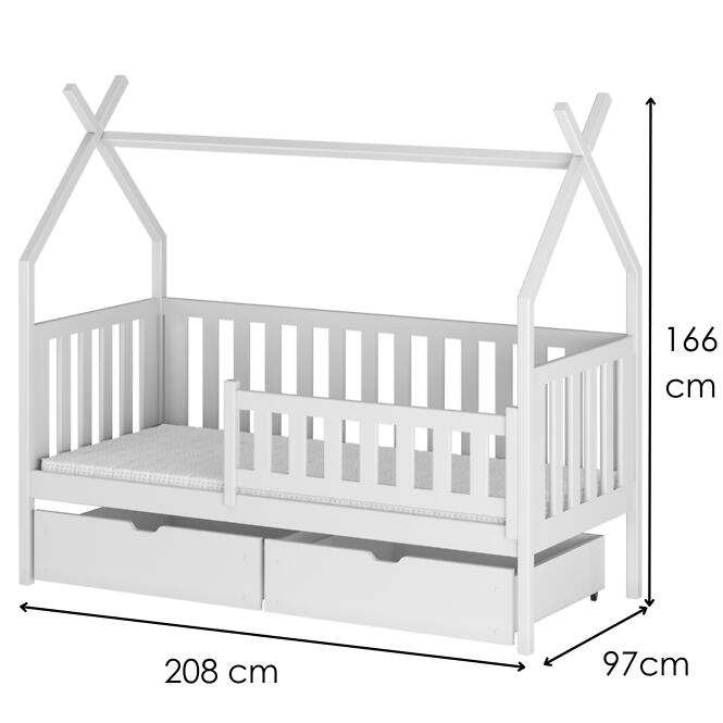 Posteľ Domček  Simba 90x200 biela,2