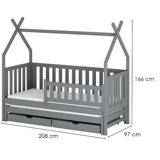 Posteľ Domček Tytus 90x200 sivá,2