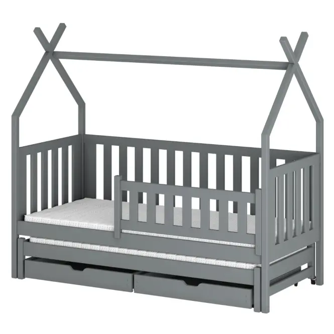 Posteľ Domček Tytus 80x160 sivá