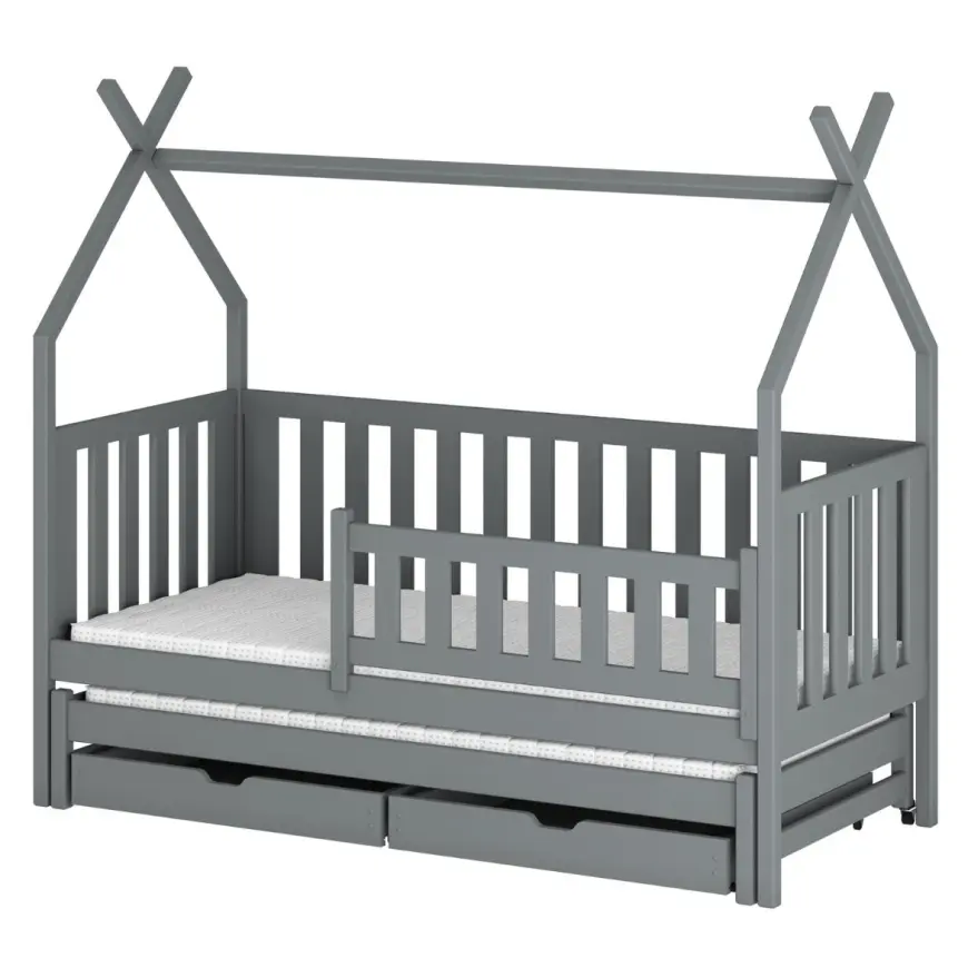 Posteľ Domček Tytus 80x160 sivá