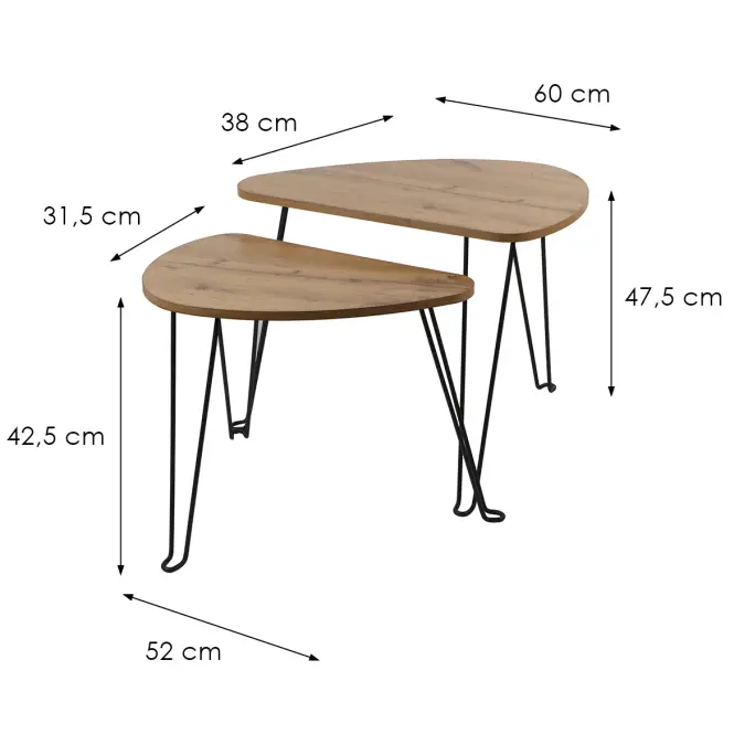 Súprava stolíkov Loft 8647 C vintage wood,2