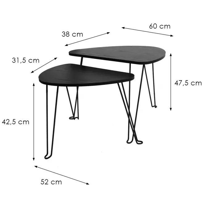 Sada stolíkov Loft 8622 H čierna