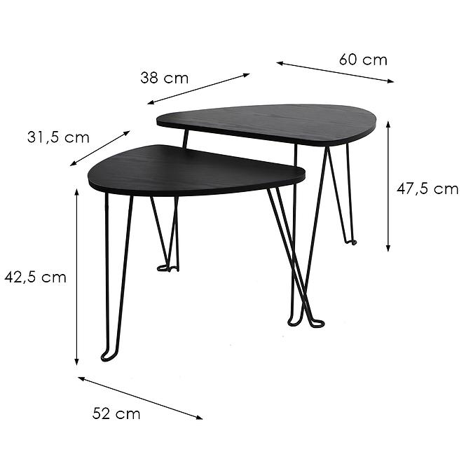 Sada stolíkov Loft 8622 H čierna