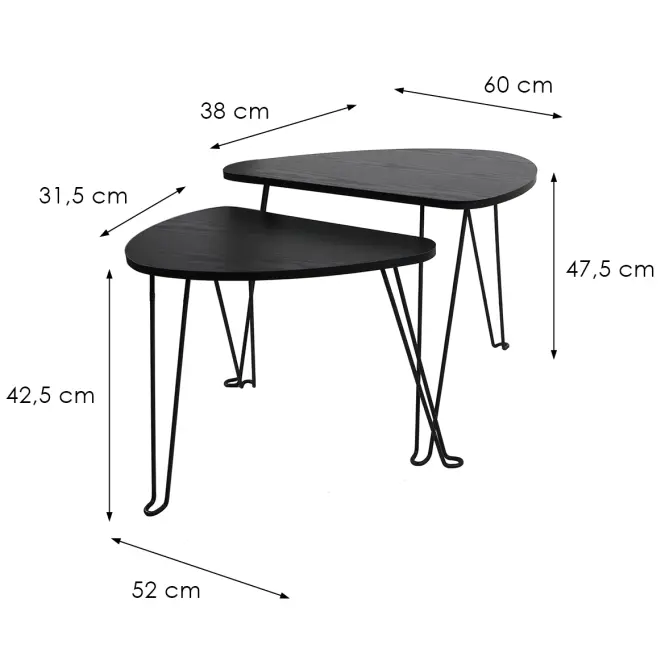 Sada stolíkov Loft 8622 H čierna,2