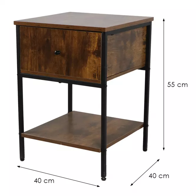 Nočný Stolík Loft 8624 E dark vintage wood,2